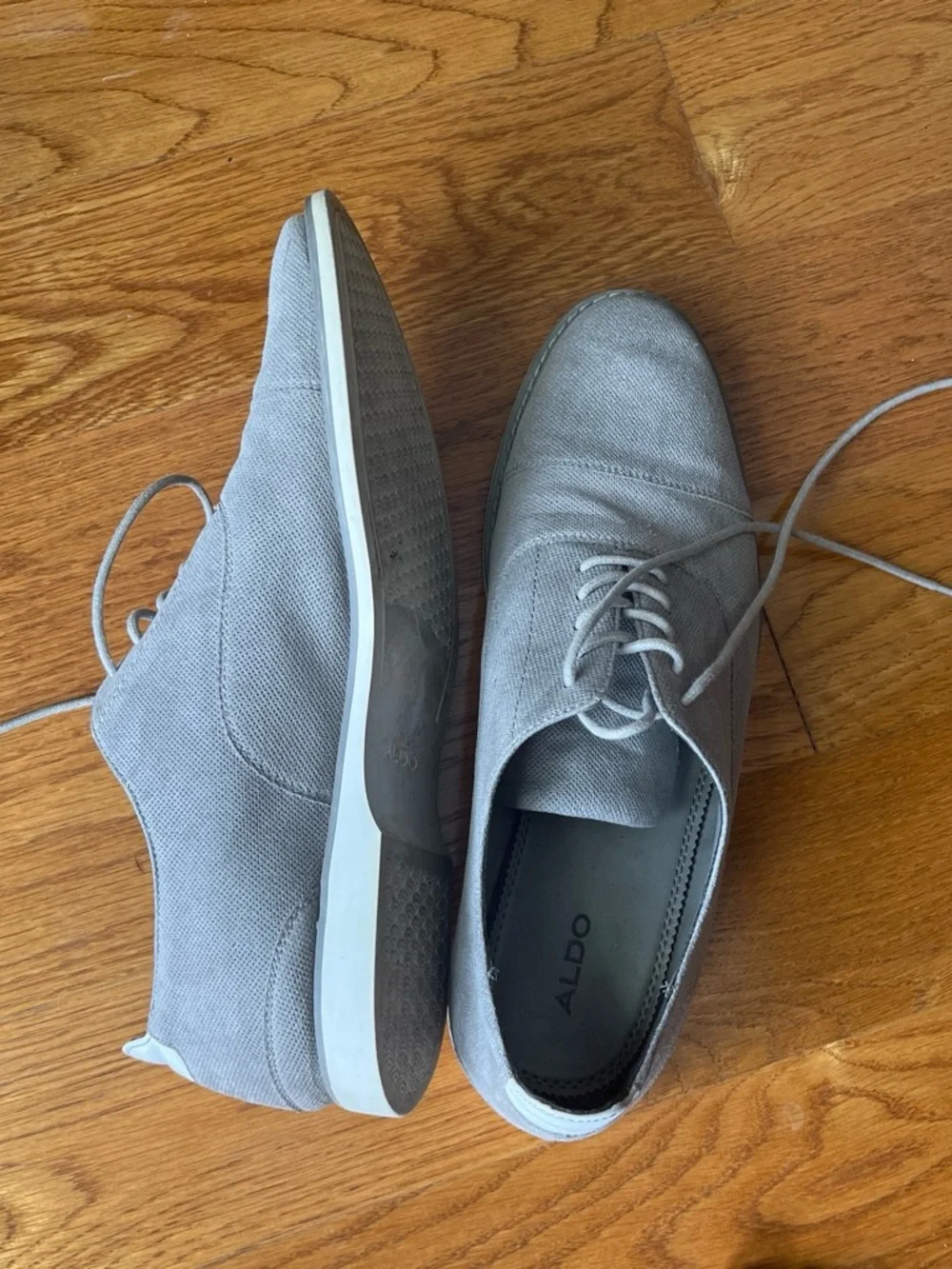 Aldo Men's Light Gray Canvas Derby Shoes